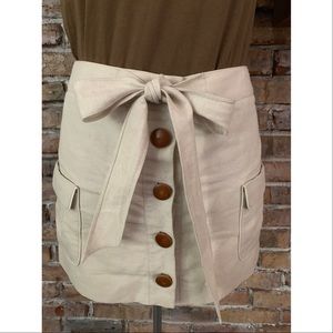 J. Crew Linen Cotton Bow Tie Button Down Skirt